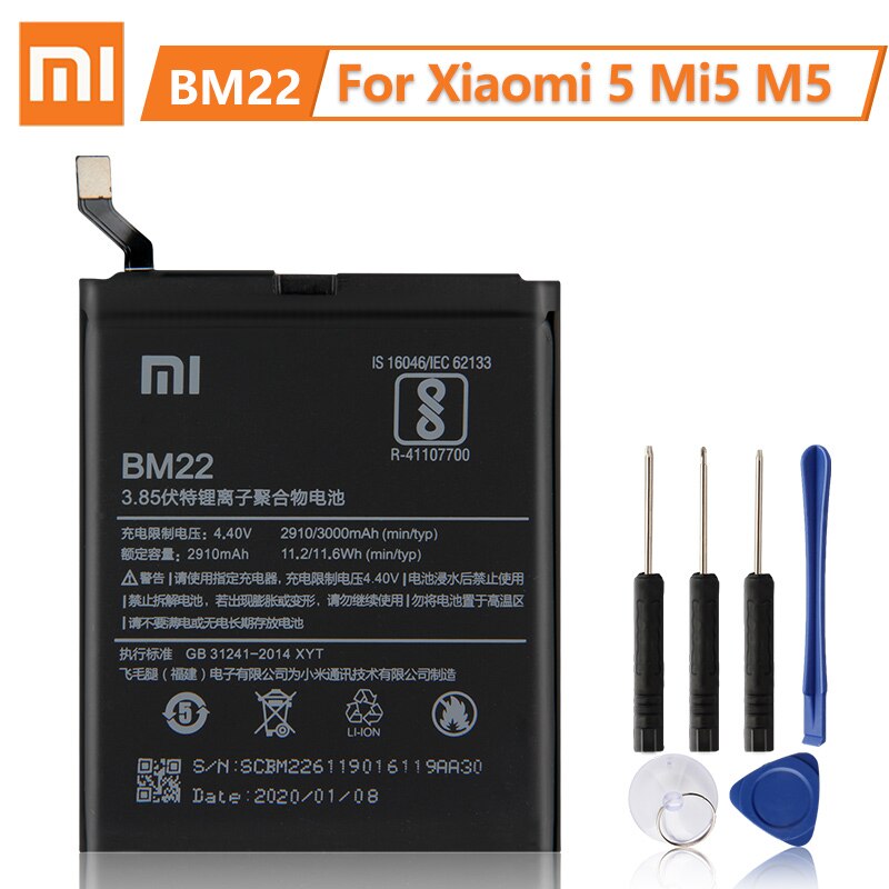 XiaoMi Original Battery BM36 for Mi 5S MI5S BM22 For MI5 Mi 5 BM37 For Mi 5S Plus BN20 For Mi 5C BN34 BN31 For Redmi 5A Note 5A: BM22 For Mi 5