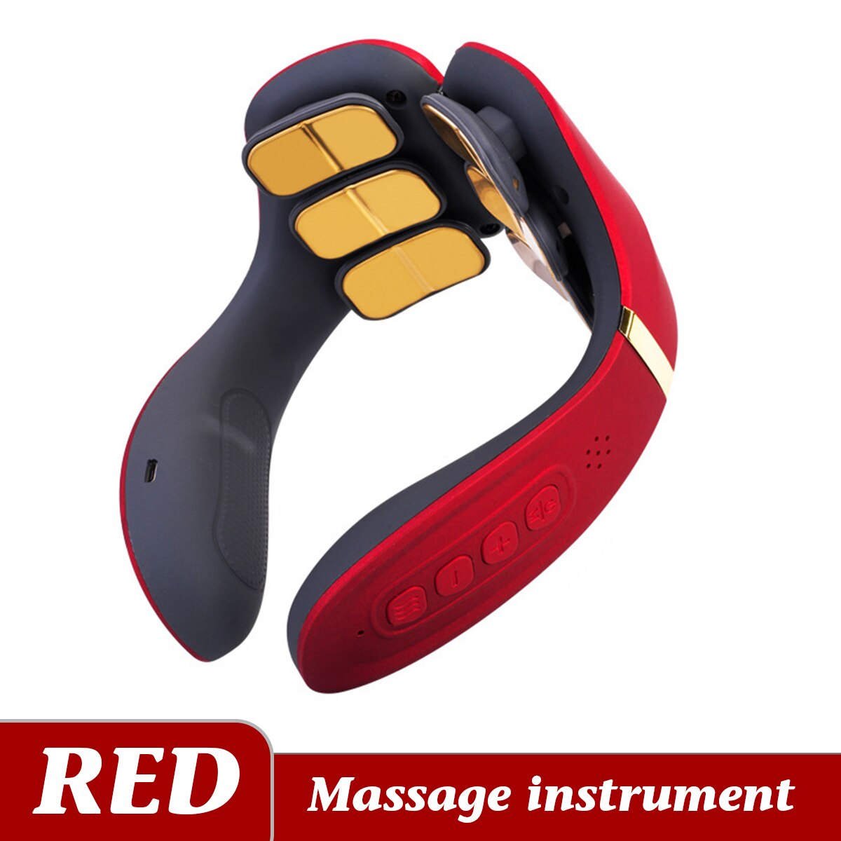 Neck Massager 12 Heads Electric Cervical Massage Pulse Magnetic Therapy Compress Neck Protector 15 Gears WIth Remote Control: Red