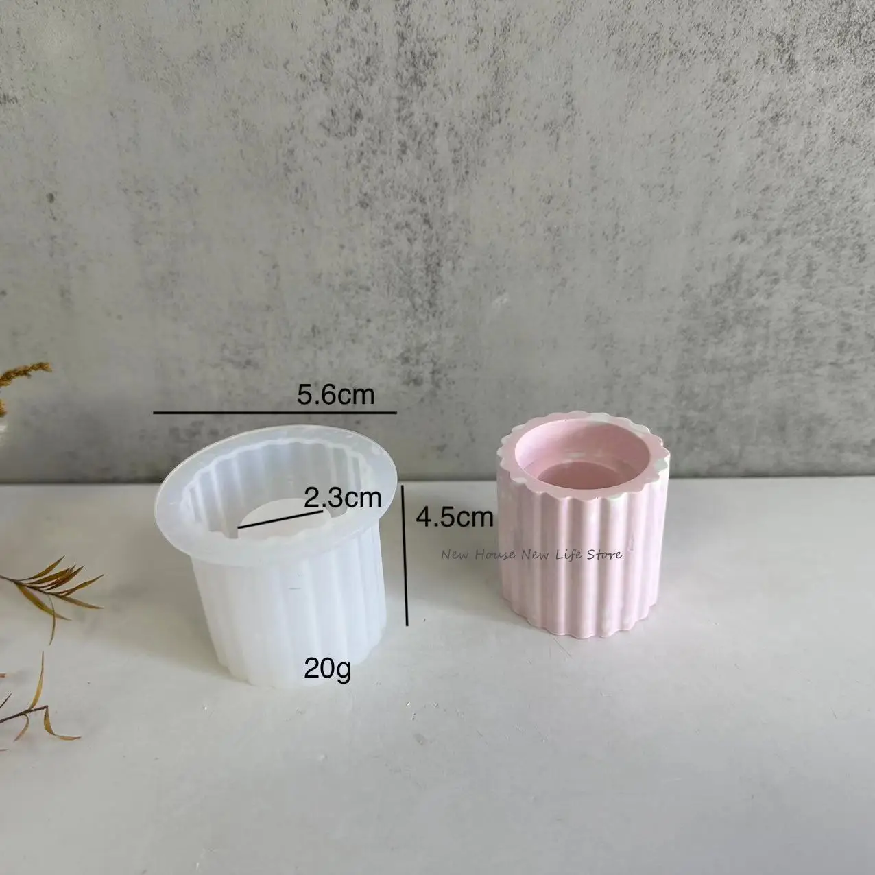 Striped Candlesticks Cement Silicone Mold DIY Cement Plaster Round Candle Holder Tray Pottery Mould Home Decor Candle Jar Making: Light Grey