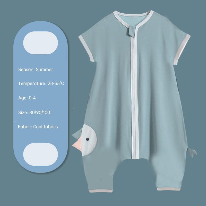 Peuter Kind Baby Slaapzak Pyjama Lente Zomer Katoen Kinderen Cartoon Chick Anti-Kick Quilt Kids Cooling Deken Sleeper: Short Green / Size90 (90-100cm)