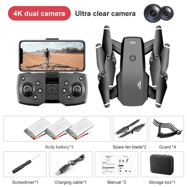 Wecute Dron 4k Drones RC Quadcopter Fpv Drone With Camera HD Wide-angle Wifi Foldble Drone Profession: B 4K Dual Camera 3B