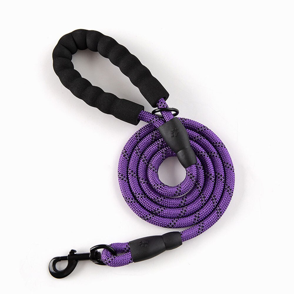 Durable Dog Leash Golden Retriever Medium Large Dog Collar Leash Reflective Lead Nylon Round Rope for Labrador Husky Rottweiler: Purple 