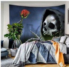 Vegg tapetry skull print husholdning vegg tapet halloween vegg hengende teppe dekorativ klut: C