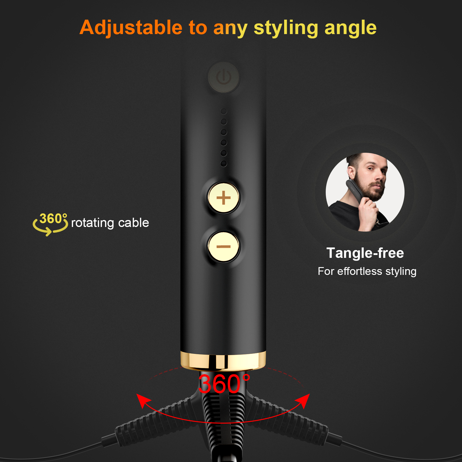 ANLAN Cepillo para Alisar el Cabello para Barba Peine Calefactado para Hombres Alisador Multifuncional para Barba Peine de Cerámica Estilizador Rápido para el Cabello