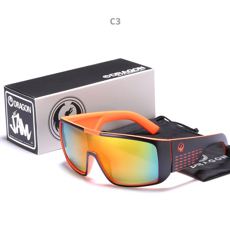 Windproof Mirrored lens Men Dragon DOMO Driving Fishing Sun glasses Square Glasses For Men UV400 Summer Shades Eyewear