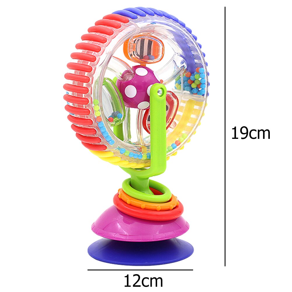 3-color Rotating Ferris Wheel Rattle Baby Toy Colorful Ferris Wheel Stroller Dining Chair with Suction Cup Early Education Toy