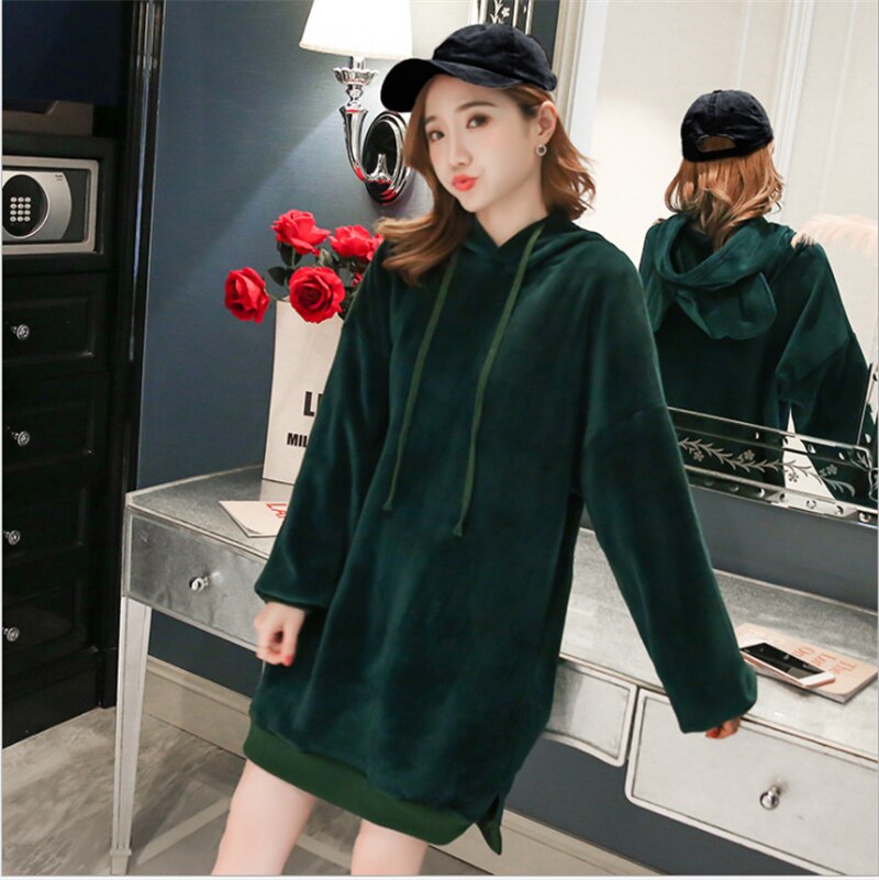 Maternity Velvet Hoodies Tops Rabbit Hooded velvet sweater Dress Autumn Winter Pregnancy Clothes Coat Hoodie For Pregnant Women