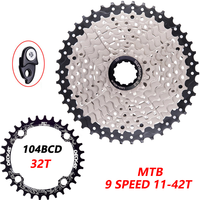 MTB Fahrrad 9 fach-gruppe 1X9 System 9S11-42T Kassette 9 Geschwindigkeit Schalthebel Schaltwerk Groupset für 9V k7 Berg fahrrad teile: 9s 42T-32T