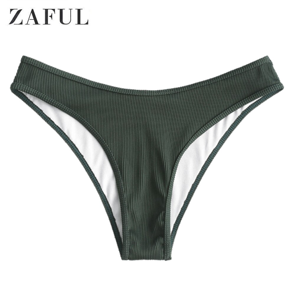 ZAFUL Rippen hoch schneiden Bikini Unterseite Frauen Solide Schwimmen Unterhose Ein Stück kurze Hose Sommer sexy Strand Bademode Badeanzug