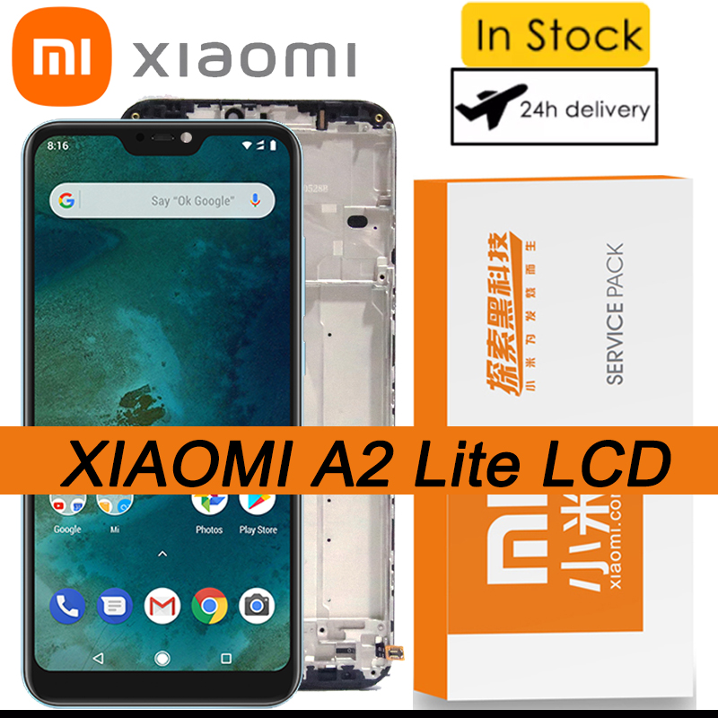 100% Original 5.84 &quot;IPS Display mit rahmen Für Xiaomi Mi A2 Lite Redmi 6 Pro LCD Touch Screen Digitizer montage Reparatur Teile