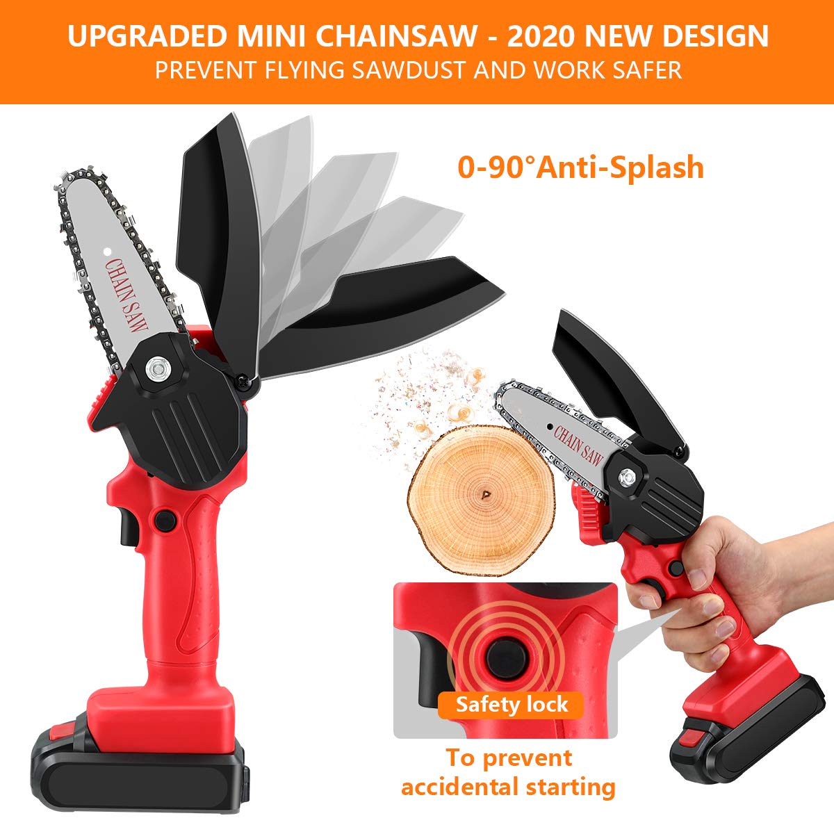 550W 4 inch Electric Chain Saw w/ 24V Lithium Battery Charger Cordless Rechargeable Woodworking Mini Pruning Saw Branch Cutting