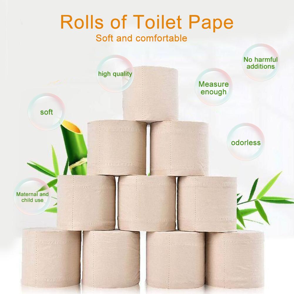 Rollo de 10 rollos de papel higiénico para baño de 3 capas de papel de pulpa de bambú para el hogar, cocina, oficina, taller, restaurante