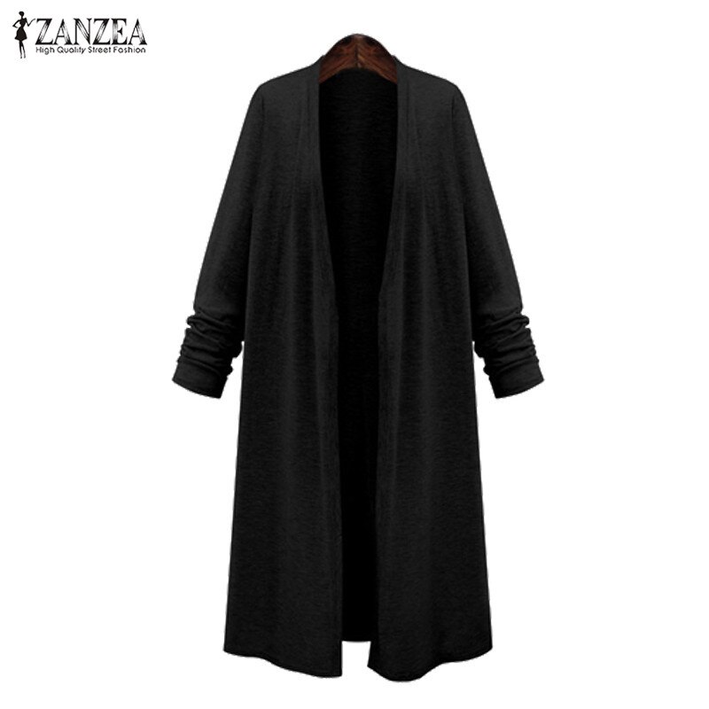 Poncho de talla grande zanzea, cárdigan para mujer, chaquetas largas para mujer, abrigos abiertos, capa, camisas casuales de otoño para mujer.