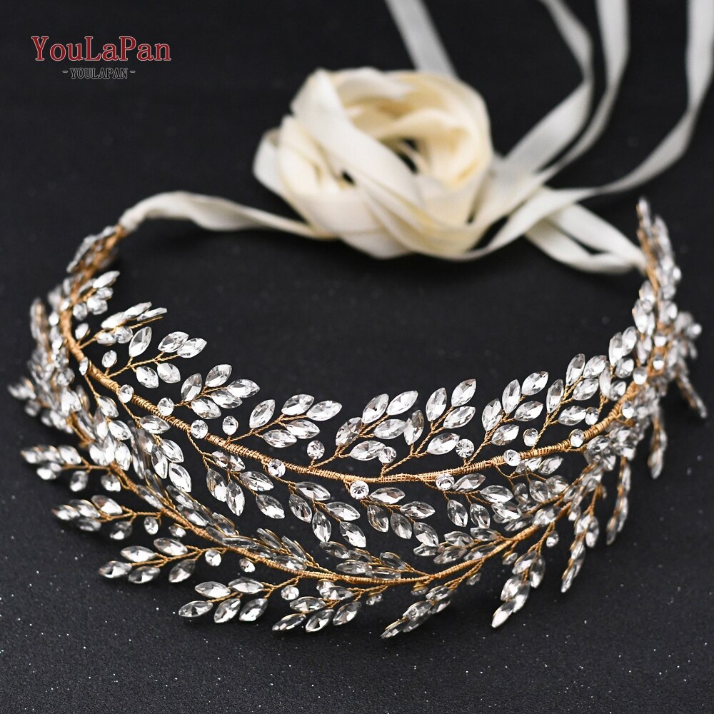 Youlapan  sh308- g gouden strass riem bruidsriem sjerp trouwjurk riem kristal applicatie voor bruidsmeisjesjurk jurk riem: Ivoren lint