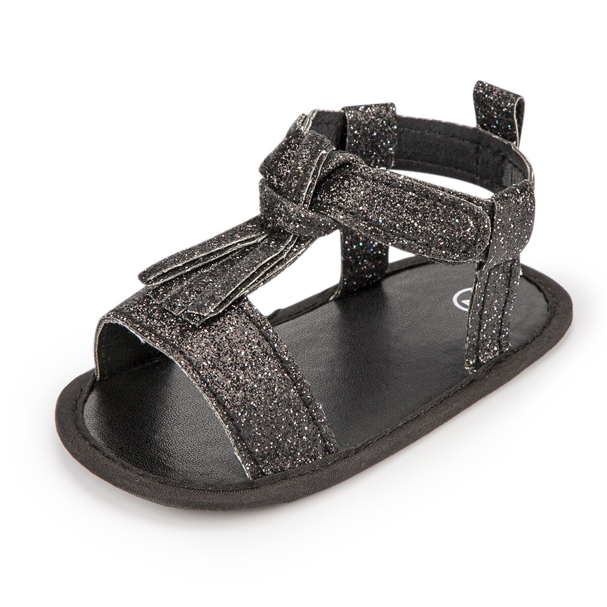 KIDSUN Neue Baby Mädchen Sadals Junge alias Bling Schuhe Baumwolle Anti-rutsch Sommer Prinzessin Erste Wanderer: Schwarz / 13-18 Monate