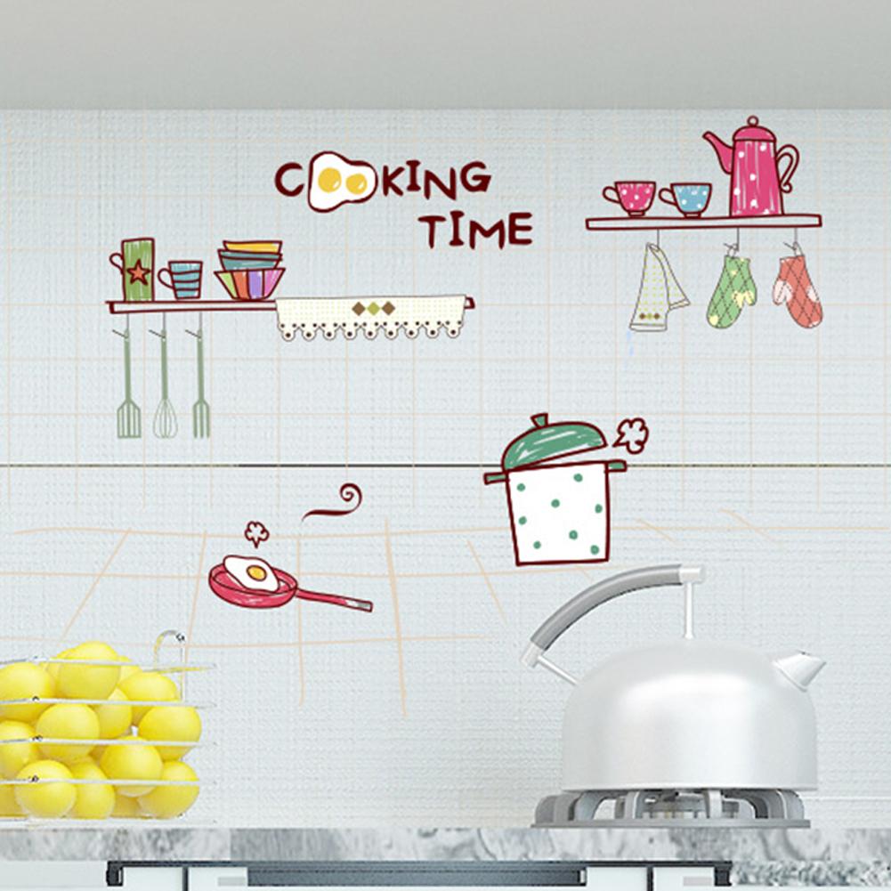 Kitchen Wall Stickers Waterproof Self-adhesive High Temperature Resistant Vinyl Wall Decals for Kitchen Tile Bar Home Decoration