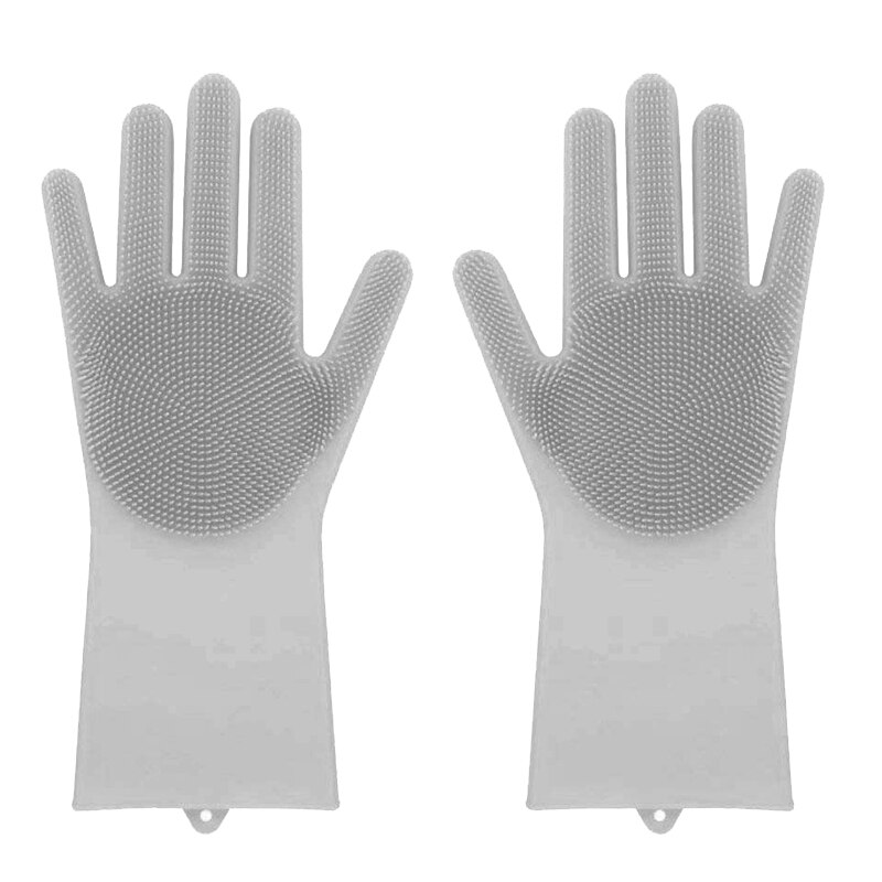 GASON Magic Silicone Gloves Scrubbing Gloves For Dishes Dishwashing With Scrubbers Dish For Kitchen Car Wash And Pet Care 1PC: Gray