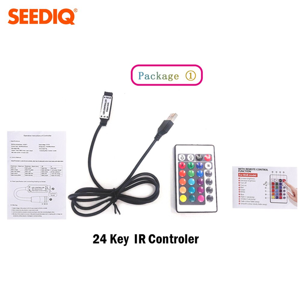 Led Controller 3key/24Key Ir Remote Wifi DC5V-24V Controller Met Usb Led Strip Licht Afstandsbediening Alexa Smartphone Magic thuis: 24 Key RGB-USB