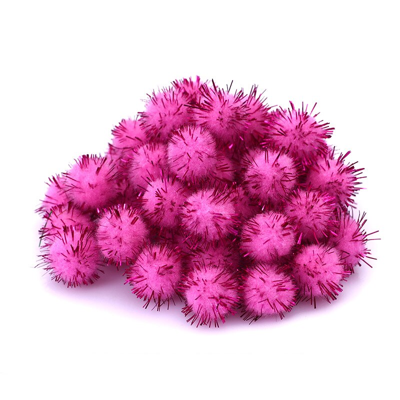100 Stuks Gekleurde Glitter Ballen Pompom Harige Ballen Kids Diy Craft Supplies Handgemaakte Creatieve Decoratie Materialen Pom Poms KQ001