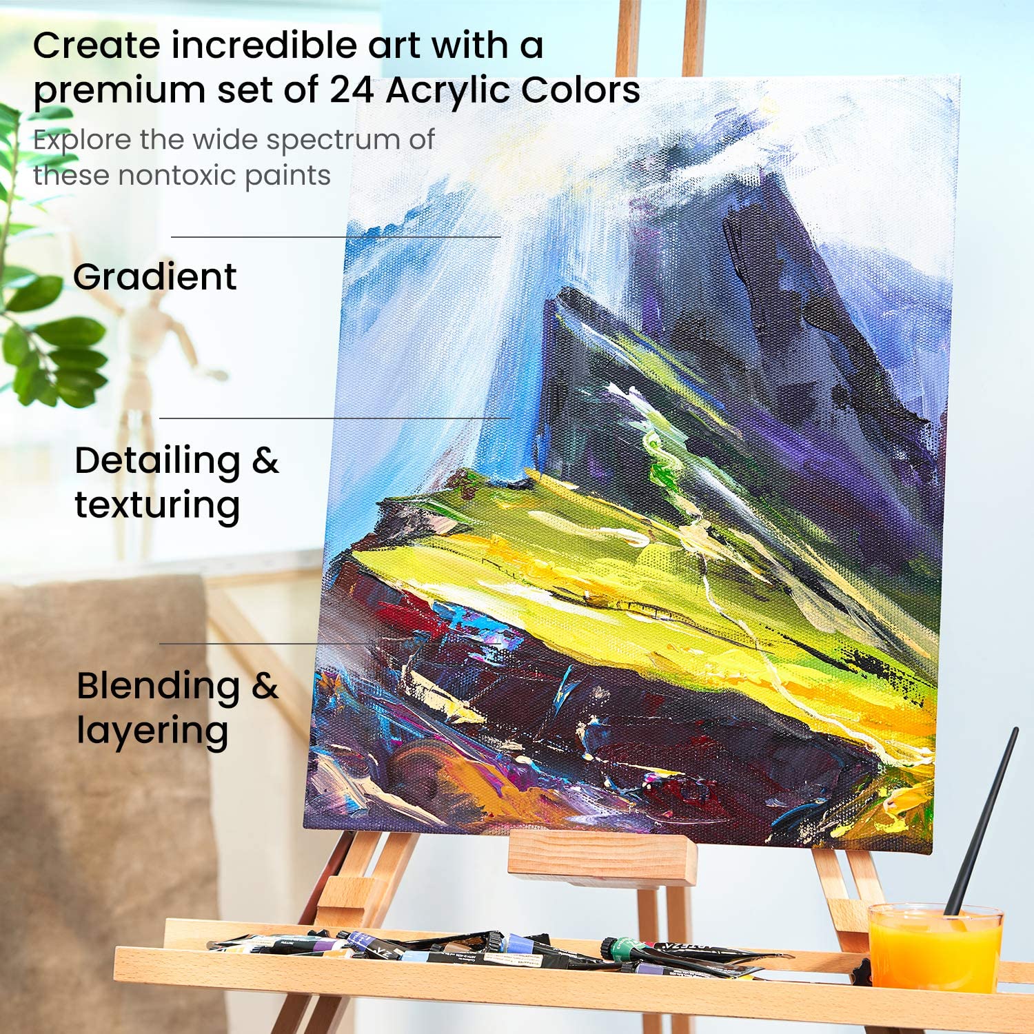 Acrylic Paint Set of 12/18/24/36 (10ml) Acrylic Paint Set for Artist Painter Drawing Painting Art Pigment Supplies