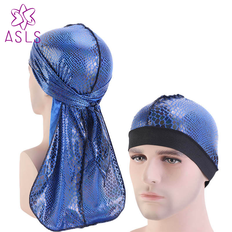 Unisex pattern Silky Durag Long Tail Wide Straps W... – Vicedeal