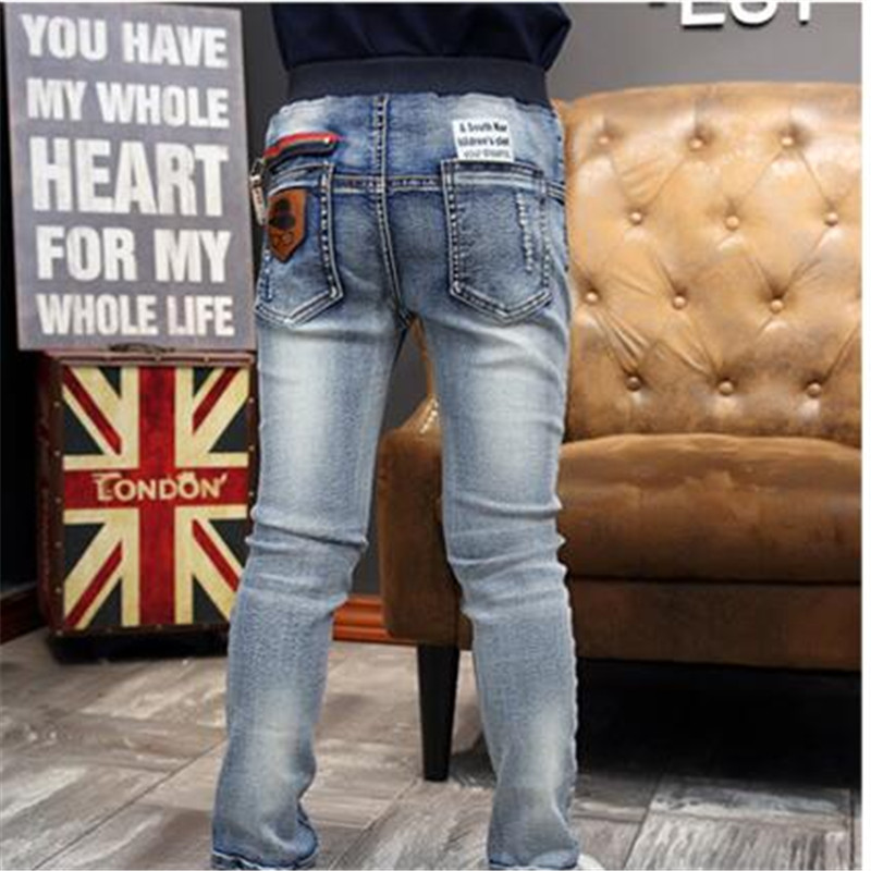 Lente Kinderkleding Jongens Jeans Grote Maagd Casual Kids Broek Lange Broek Mode Ban Kleur Rits Voeten broek