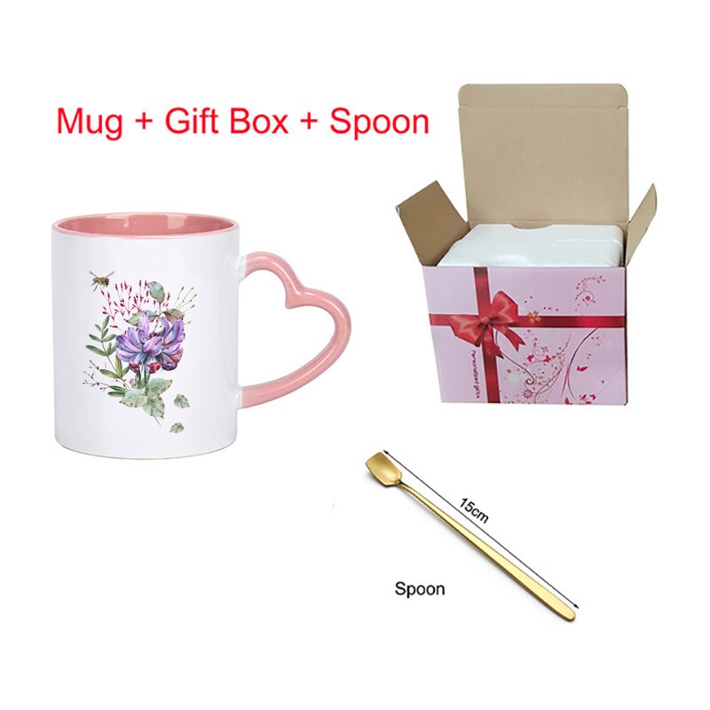 Cartoon ceramic cup mug Blue elf flower pattern coffee mug home drinking cup milk juice breakfast cup KTZW-031: KTZW-031-G