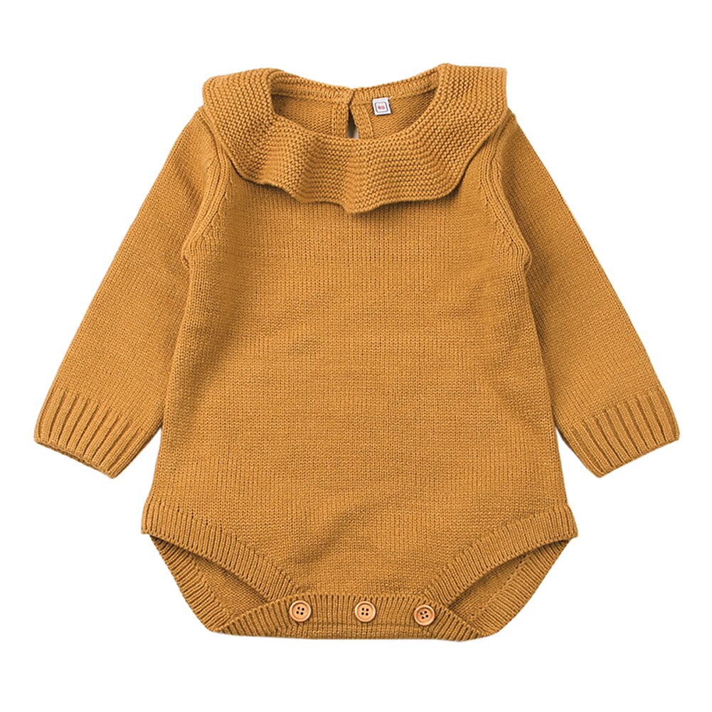 Newborn Infant Baby Girls Boys Sweater Toddler Autumn Winter Casual Clothes Solid Romper Long Sleeve Knitted Sweaters: Yellow / 6M