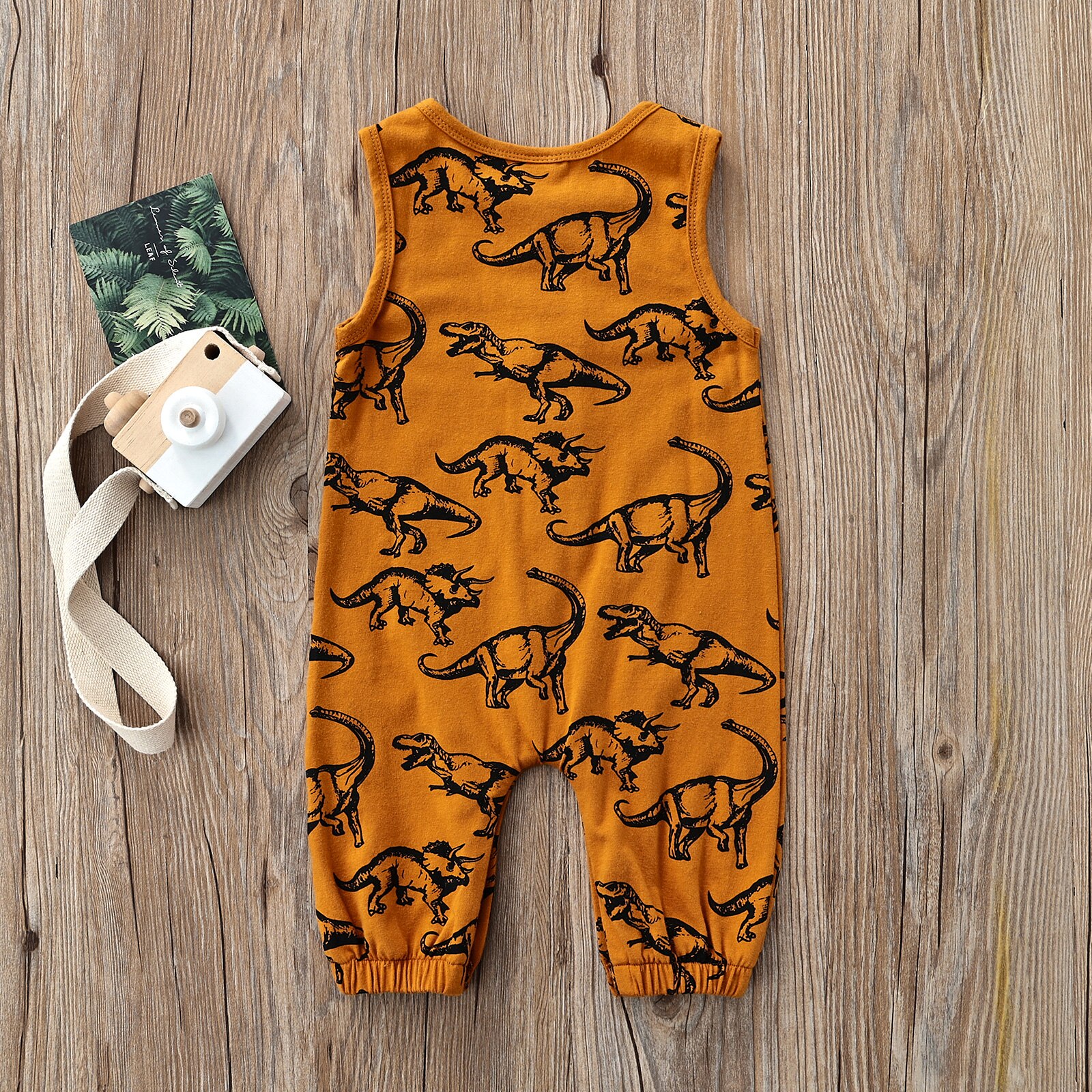 Kleinkind Baby Mädchen Jungen unisex lässig Strampler, Karikatur Dinosaurier Gedruckt Ärmelloses Lange Overall, Ingwer Sommer Outfits