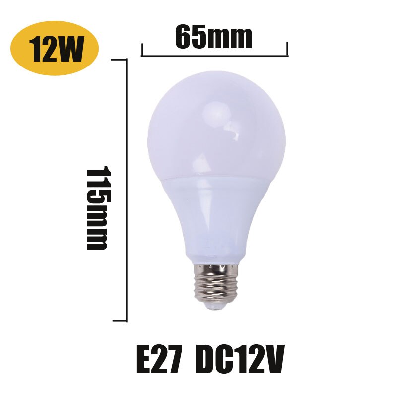 5pcs E27 LED Bulb Lights 3W 5W DC 12V Led Lamp 9W 12W 15W Energy Saving Lampada 12 Volts Led Light Bulbs for Outdoor Lighting: 12W E27 dc12V  bulb / cold white