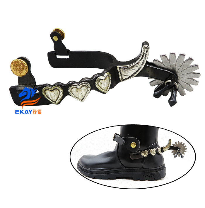 antique western spur,with flowers&rowel.Cowboy spur(SSP5127)