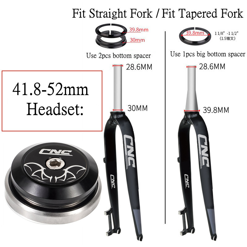 Cnc cykeltilbehør forseglet leje cykelheadset 41.8mm 52mm semi-skjult indbygget cykelheadset integreret 42mm cykeldele