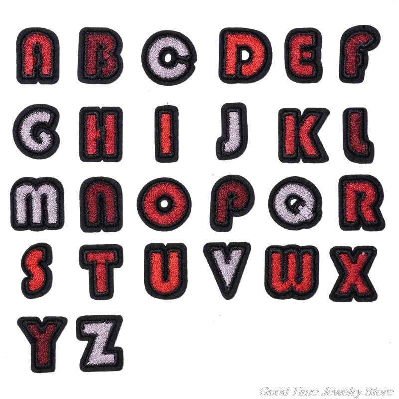 26 Pcs Iron On Letters Patches Applique Naaien Patches Kerst Brief A-Z Patch Alfabet Geborduurde Patches Diy A07 21: -D