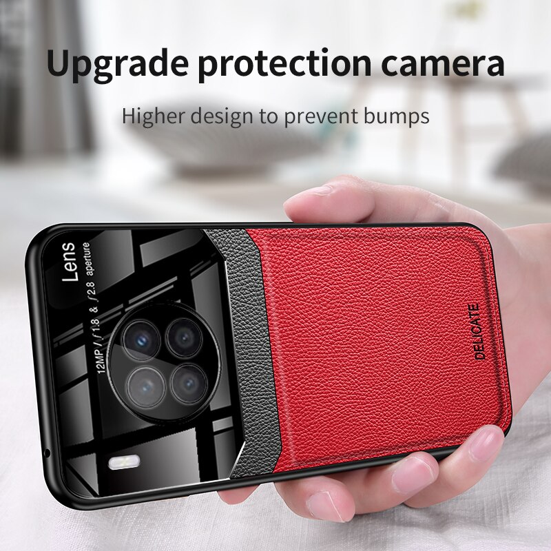 Keysion Case Voor Honor 50 Lite Pu Lederen Spiegel Gehard Glas Schokbestendig Telefoon Back Cover Voor Huawei Nova 8i