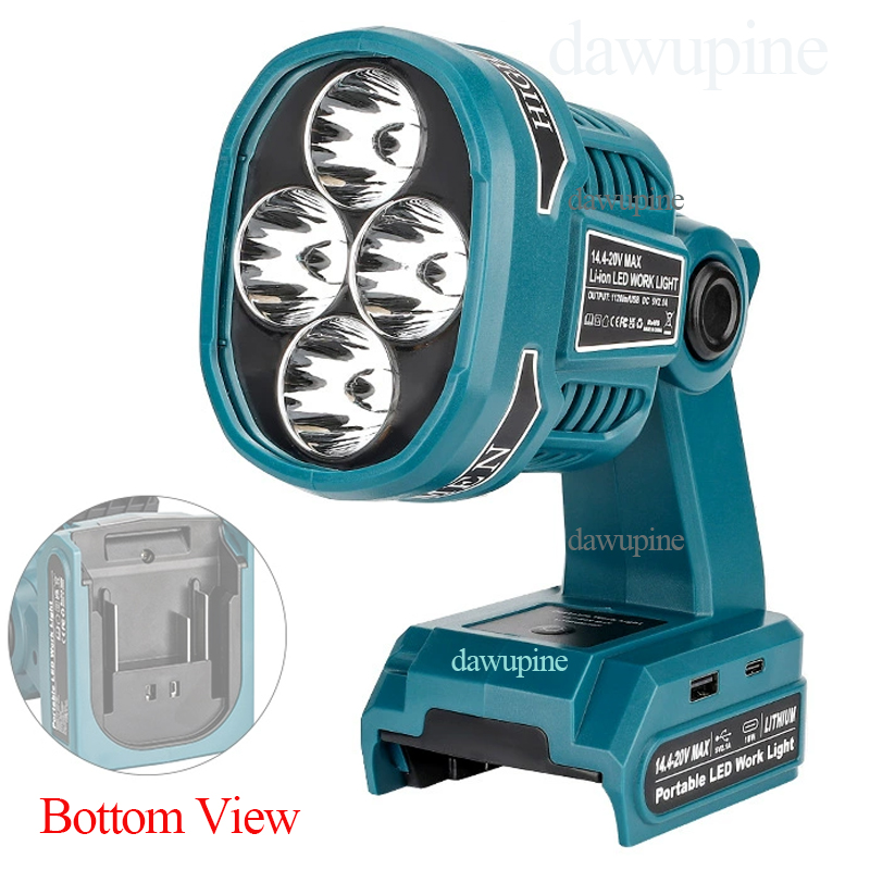 Bærbar udendørs foldbar lommelygte led-belysning nødlampe natarbejde spotlight lommelygte til makita 18v li-ion-batteri  bl1830: Default Title