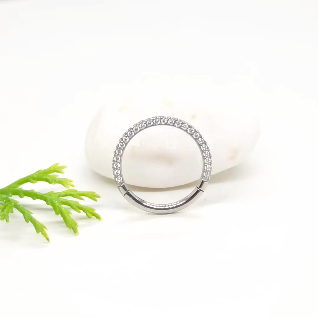 1PC G23 Titanium Clicker Hoop Earrings Nose Rings CZ Zircon Septum Piercing Tragus Cartilage Helix Ear Piercing Body Jewelry 16G