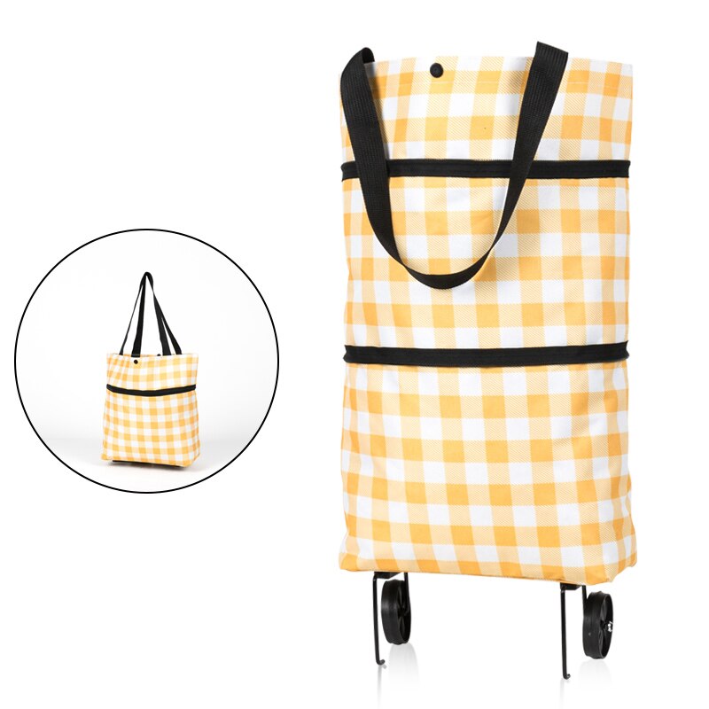 Bolso plegable con ruedas para compras, bolsa de comestibles reutilizable, organizador de alimentos y verduras: Z2254D