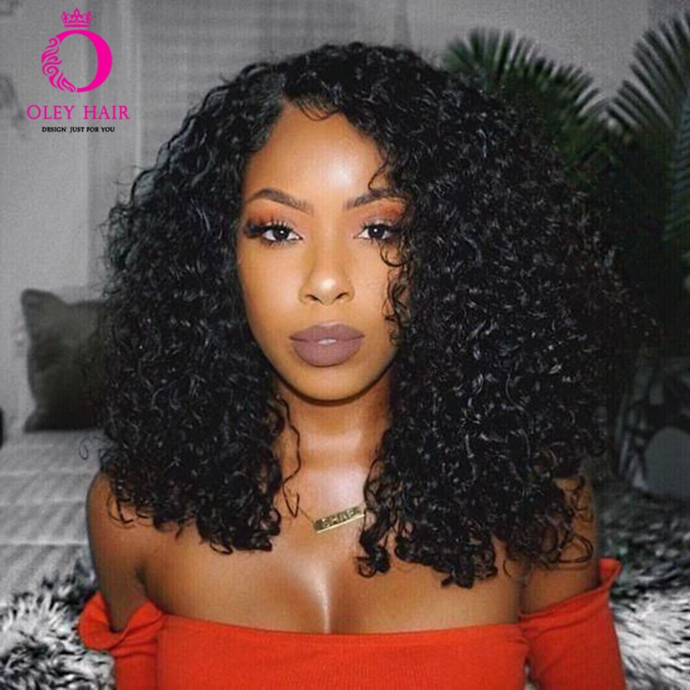 Perruque Lace Front Wig bouclée Afro de haute densité | Perruque synthétique sans colle noire résistante à la chaleur avec raie latérale pour femmes noires