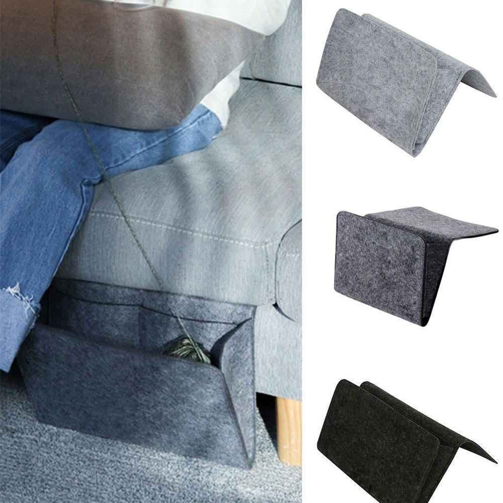 Dropshipping boże narodzenie szare łóżko torby robić przechowywania filcowy stolik nocny wieszak Organizer na wiszące torby z 1 wewnętrznymi kieszeniami na blać stołu sofa