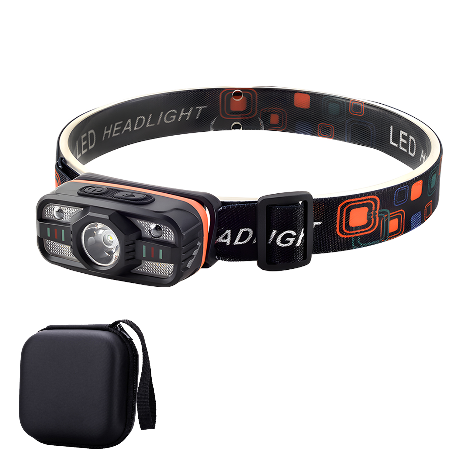 Mini genopladelig led-forlygte kraftfuld induktiv pandelampe hvidt og rødt lys udendørs camping fiskeri nødarbejdslampe: Kold hvid