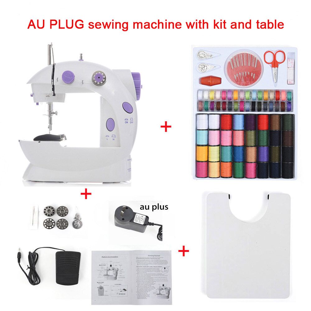 Mini Portable Handheld sewing machines Stitch Sew needlework Cordless Clothes Fabrics Electrec Sewing Machine Stitch Set 16: AU with Kit table