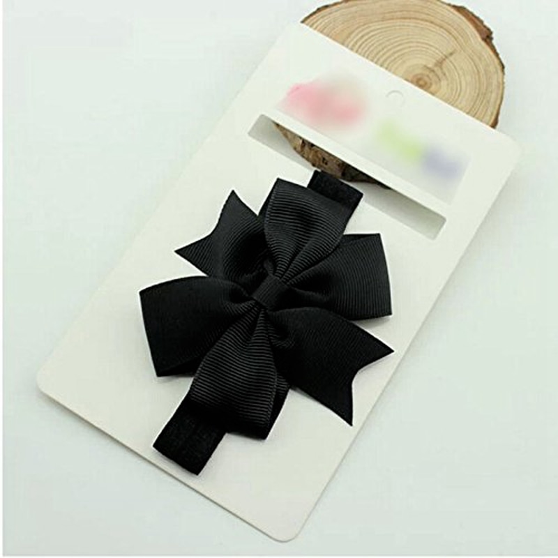 2 pieza Baby Girls lazo para cabello decoración de cinta para el pelo diadema, negro y rosa