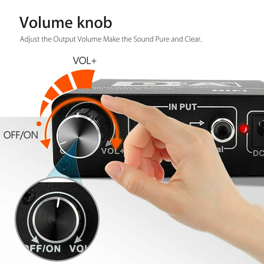 192kHz DAC Digital to Analog Audio Converter with Receiver Optical Toslink SPDIF Coaxial to RCA Audio Decoder 3.5mm Adapter