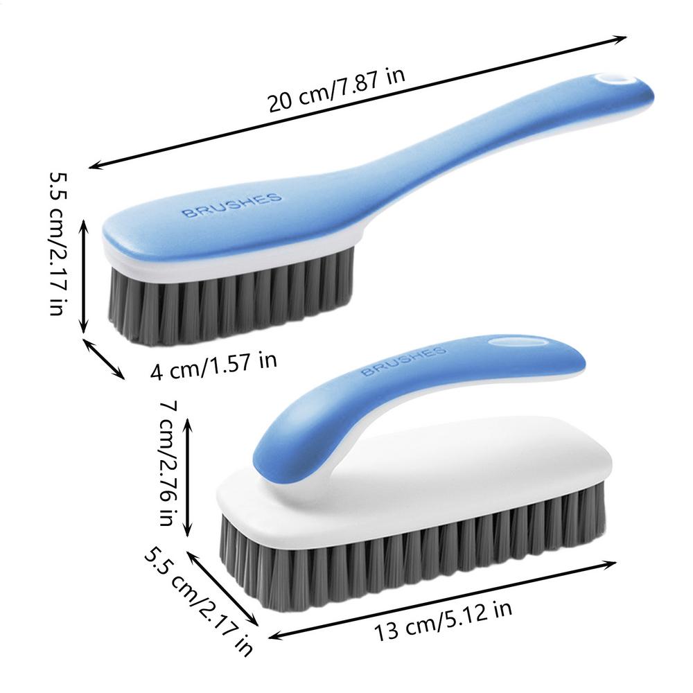 Cepillo para teñir ropa, 2 cepillos para fregar zapatos, agarre ergonómico, herramienta de limpieza multiusos, suministros de baño para ropa de tela: Color azul