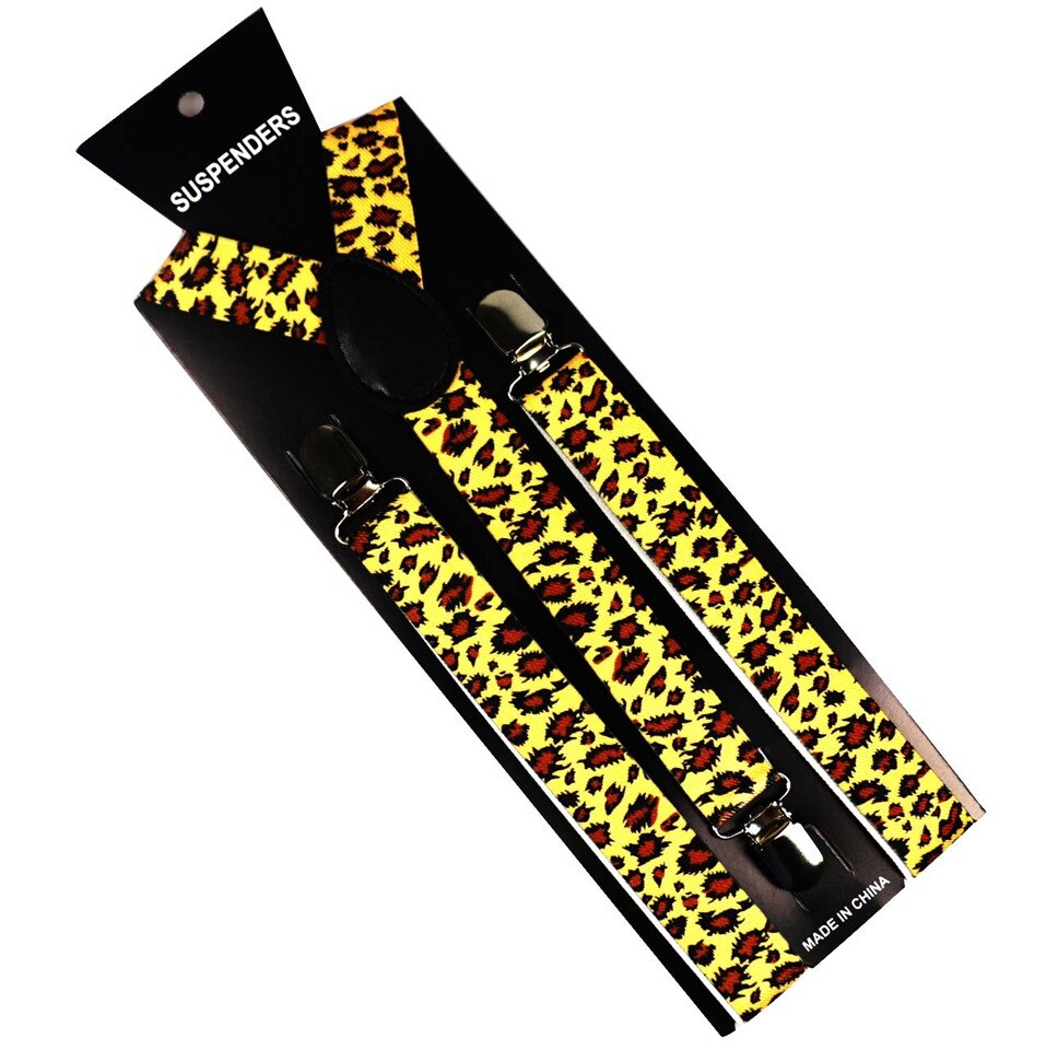 Dame gul leopardprint y-ryg justerbar elastisk bøjle 2.5cm brede seler tøjtilbehør: Default Title
