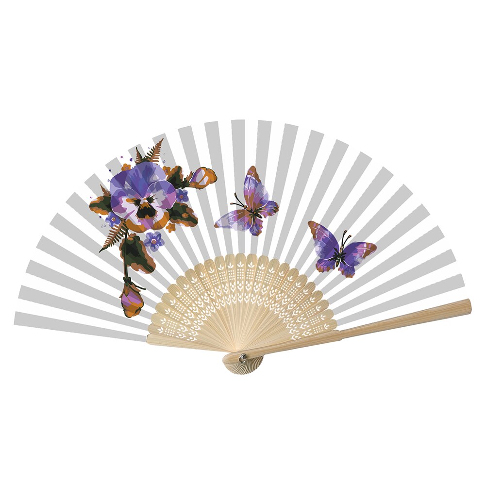 Handmade Oil Painting Ginkgo Leaf Folding Fan By Numbers DIY Painted Craft Home Decoration Digital Oil Painting Fan: F
