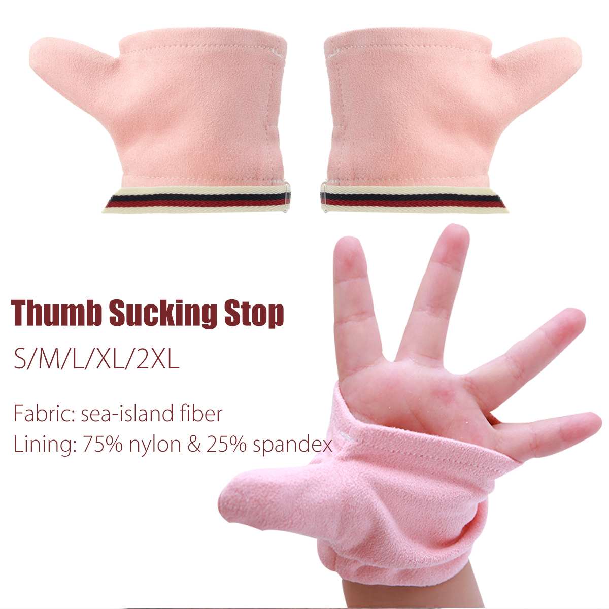 Smokker hansker mater barn baby pekefinger 1 par sea-island fiber tommelen sugende stopp fingerbeskyttelse beskytter baby barn rosa