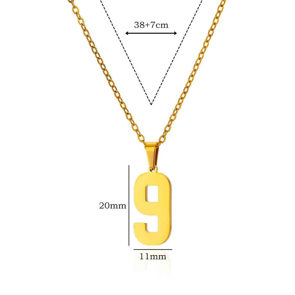 Digitale anhengskjeder for kvinner gullfarget figurnummerhalskjede kragebenkjede premium rustfritt stål smykker krage: Antikk bronse belagt