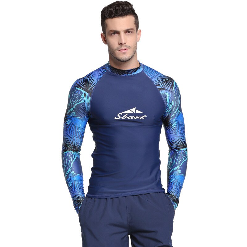 Sbart tshirts rash guard mænd svømning t-shirts lange ærmer surfing windsurf mandlige badetøj badetøj strand badedragter deo