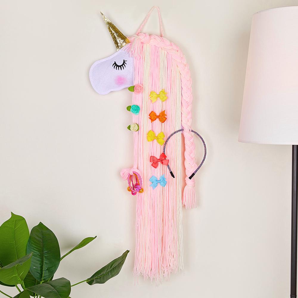 Soporte para lazos de pelo para niña, cinturón de almacenamiento, organizador de diademas para niña, soporte colgante largo, pinzas para el pelo, decoración como